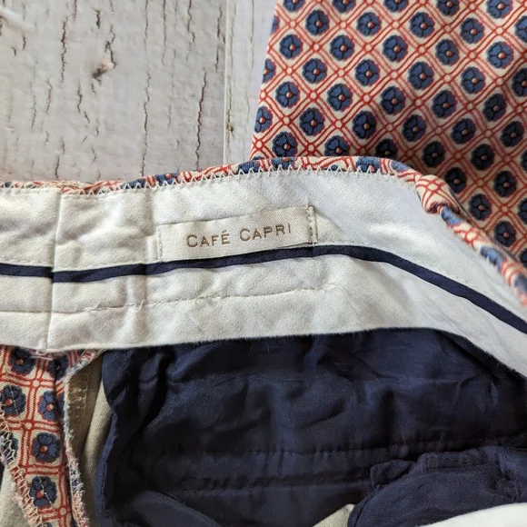 J. Crew Cafe Capri's Size 6 - Red, Cream and Blue Floral Print - Picture 11 of 12
